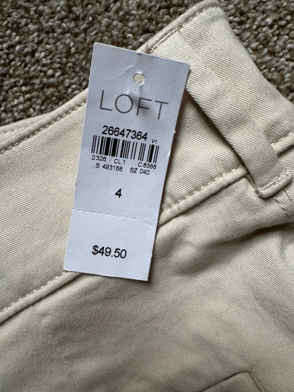 LOFT Neutral Cream High-Rise Bermuda Shorts - Picture 3 of 3
